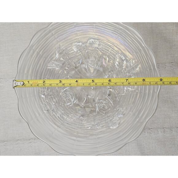 Antique Northwood White Carnival Glass Rose Show Deep Plate Iridescent Frosted - Picture 10 of 11